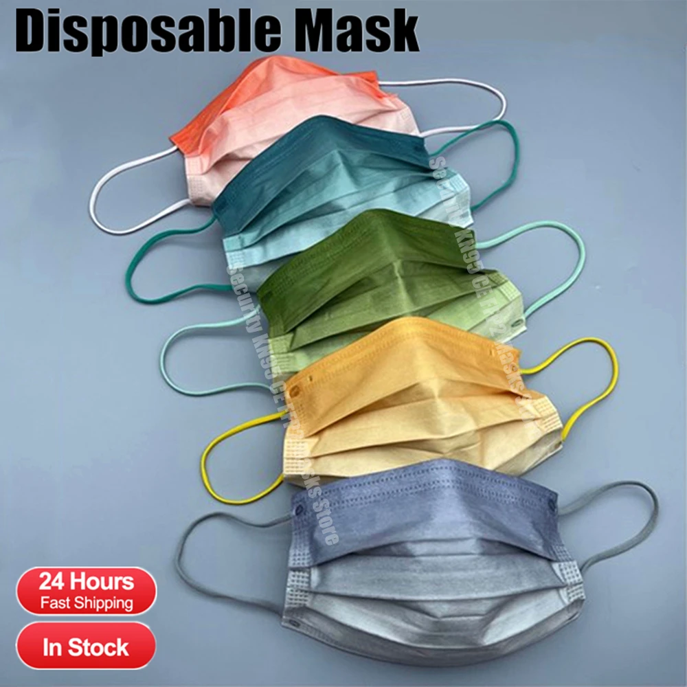 100 Gradient Disposable Mask Matte Printing Face Masks adult 3 Ply Nonwove Maschera Protective mouth cover unisex masque jetable |