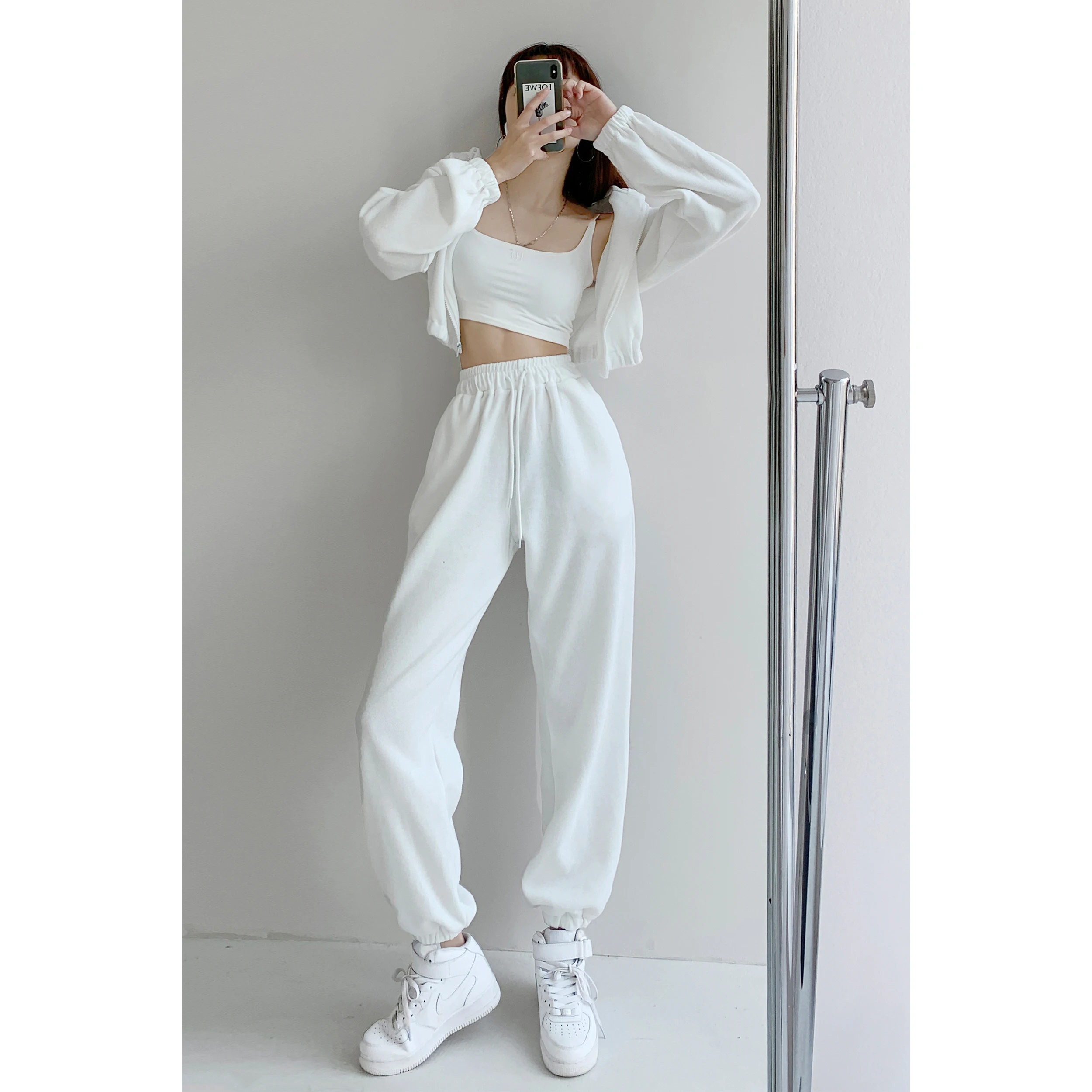 

Women's Pants Soft Loose Sports Comfortable Summer High-Waisted Drawstring Leggings Traf Long Trousers Fashion INS Streetwears