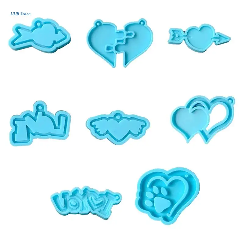 

Valentine's Day Keychain Epoxy Resin Mold Necklace Pendants Silicone Mould DIY Crafts Jewelry Casting Tool