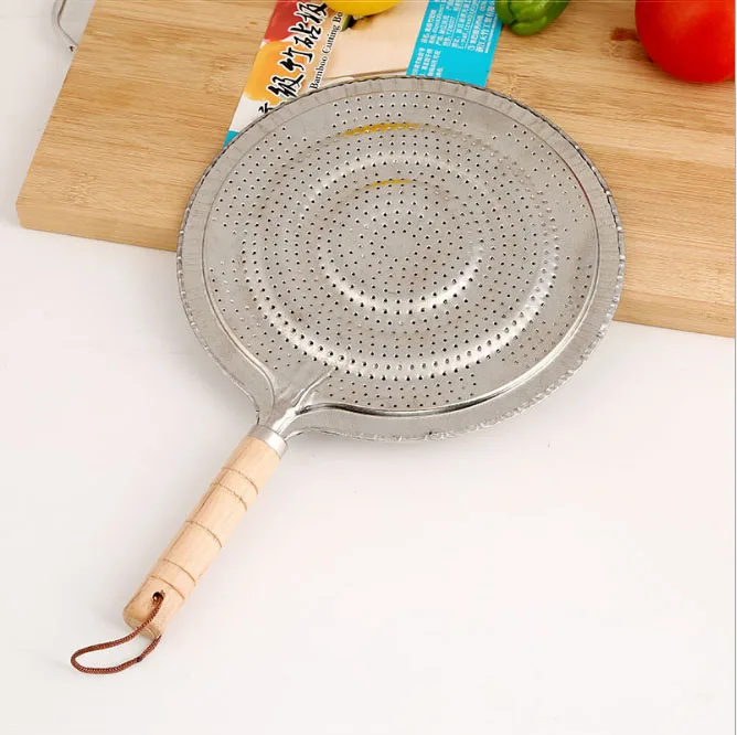 Round Heat Diffuser with Wooden Handle Coffee Milk Cookware Metal Simmer Ring Kitchen Tool