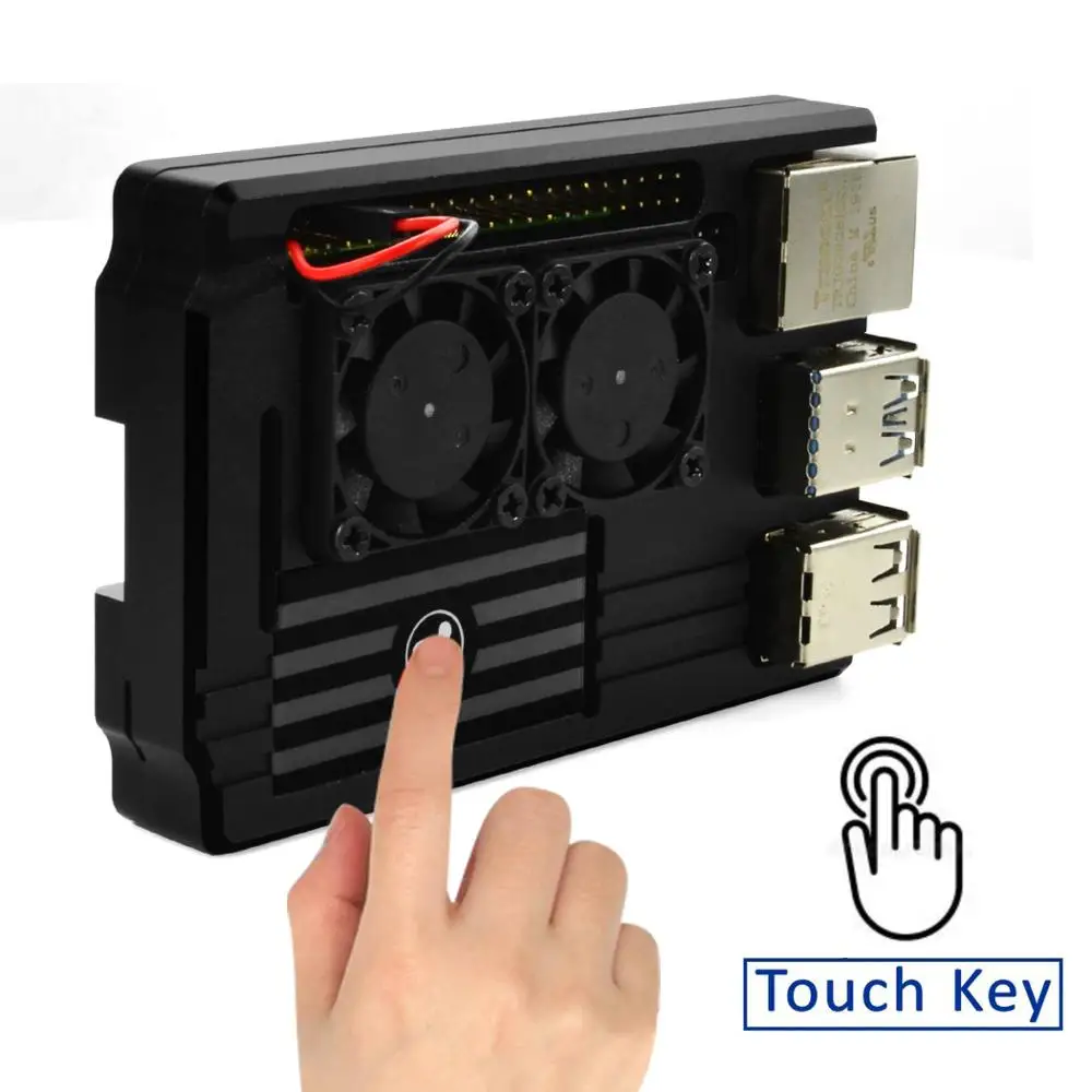 Алюминиевый Чехол для Raspberry Pi 4 с двойным умным вентилятором контроля температуры