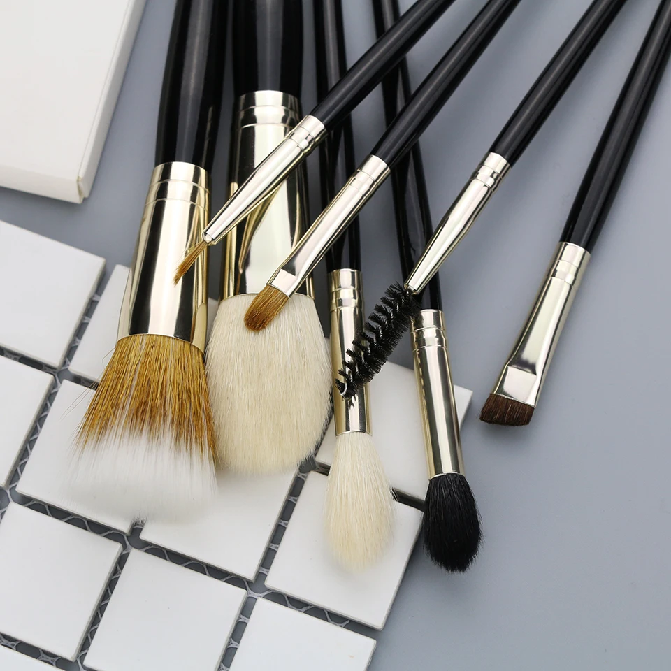 Asklin натуральные волосы черные кисти для макияжа набор козья пони синтетические