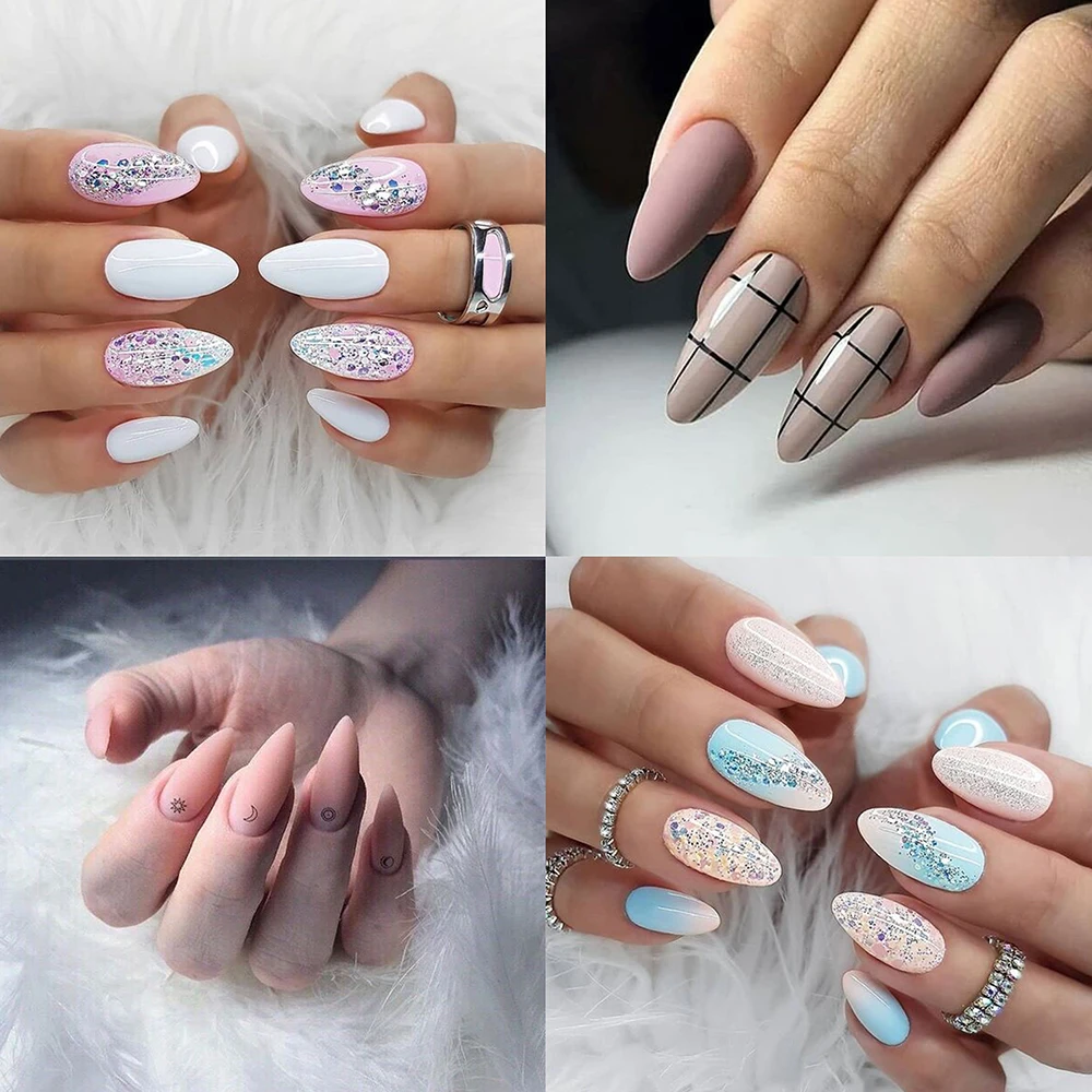 

500pcs Full Cover Stilleto Nails Long False Nail Tips Fake Nails Press on Nail Art Nail Decoration White Color Transparent