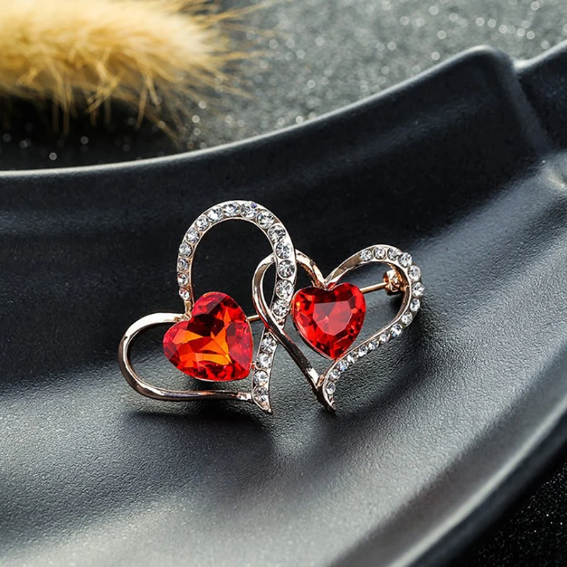 Женская брошь в форме сердца из циркона и сплава | Украшения аксессуары