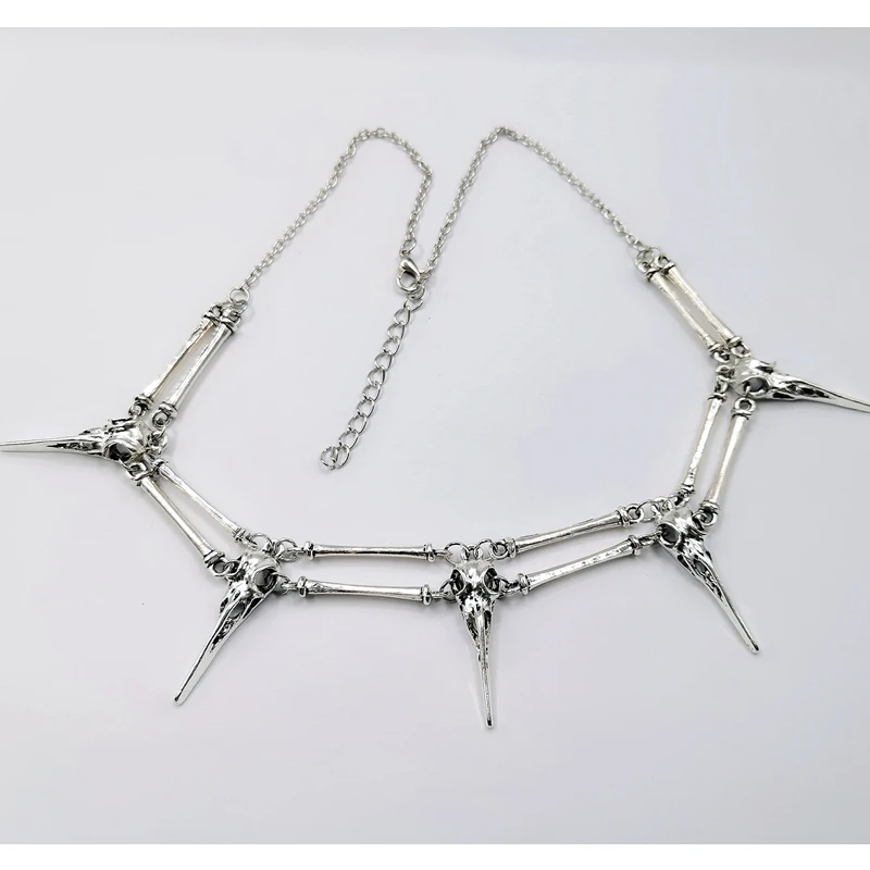 Кулон с вороном ожерелье старинные серебряные птицы череп чокер унисекс мужское