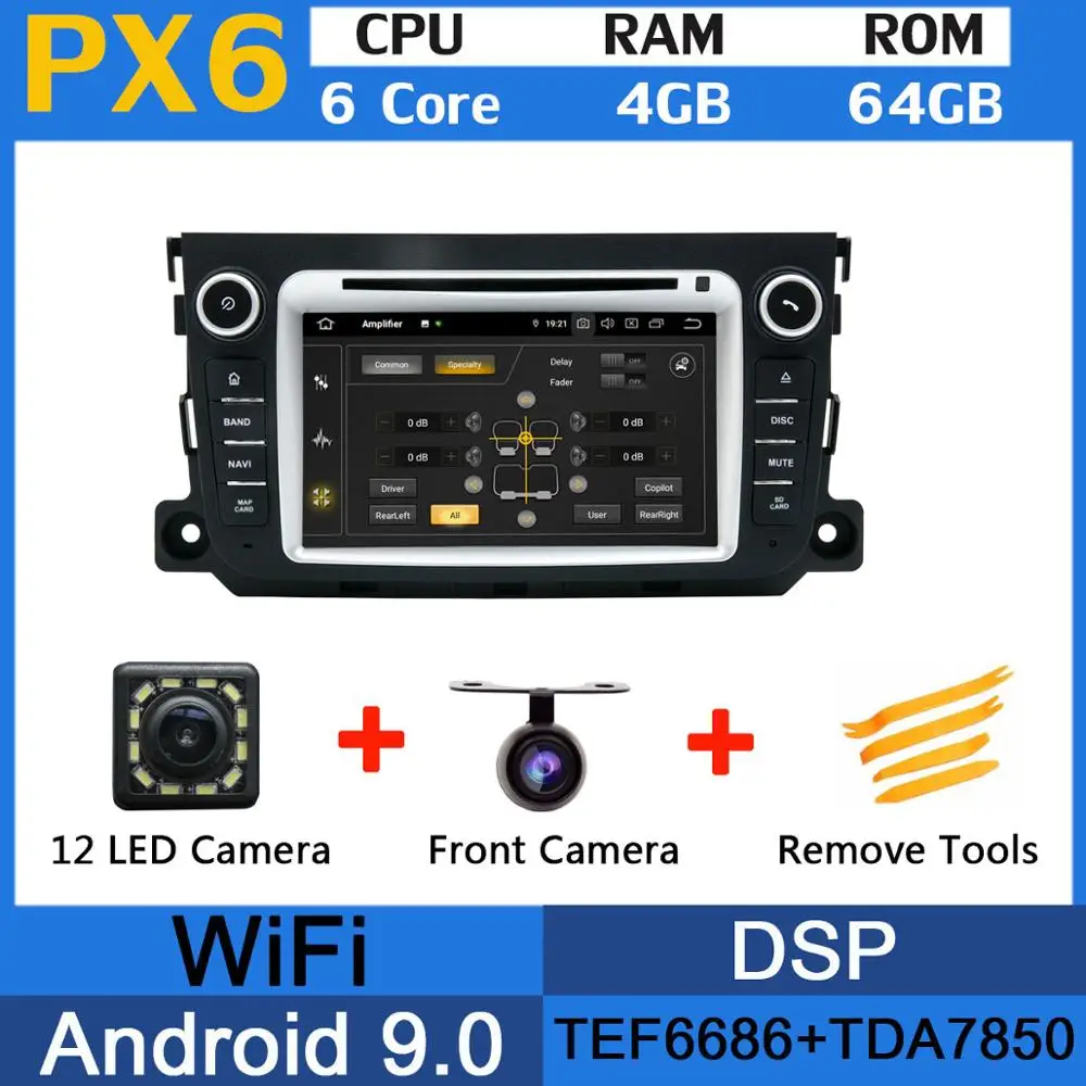 PX6 5 USB порт PX6/Восьмиядерный 4 Гб ОЗУ Android 9,0 автомобильный dvd-плеер для Mercedes Benz Smart Fortwo 2011 2012 2013 Автомобильный gps Радио DSP - Цвет: PX6