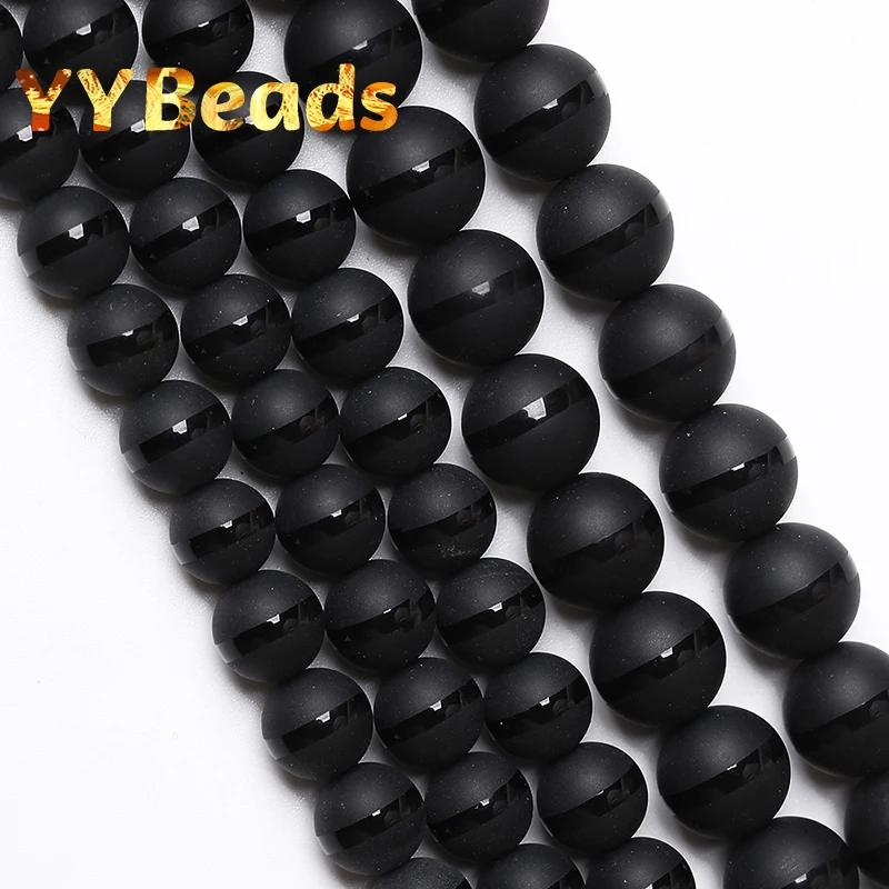 

Natural Matte Black Agates With One Black Line Stripe Round Loose Beads For Jewelry Making DIY Necklaces Bracelets 6 8 10 12mm