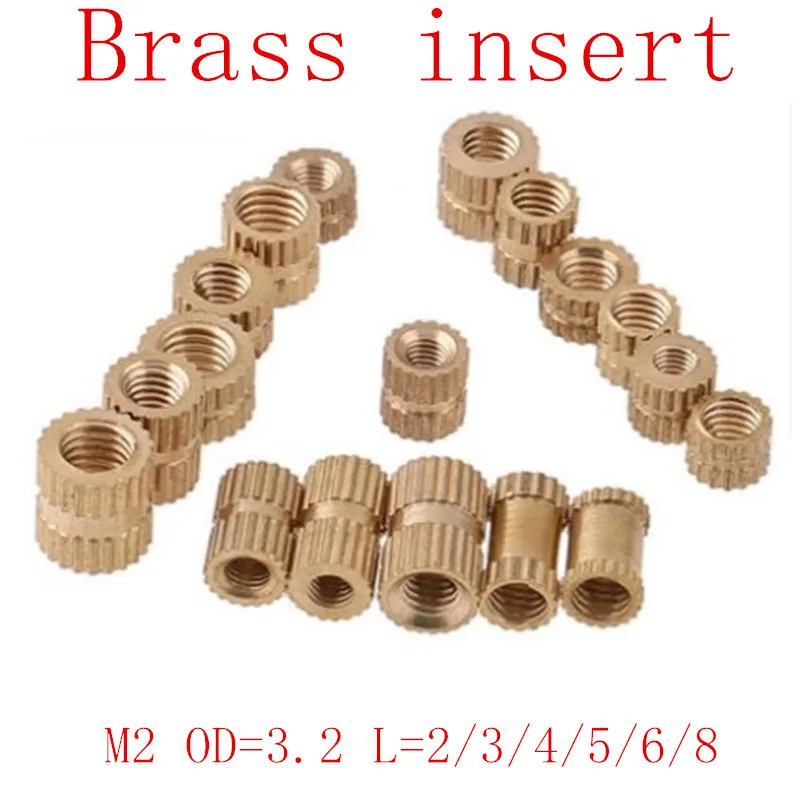 

100pcs M2*2/3/4/5/6/8 od=3.2 M2 Brass insert nut Injection Molding Brass Knurled Thread Inserts Nuts