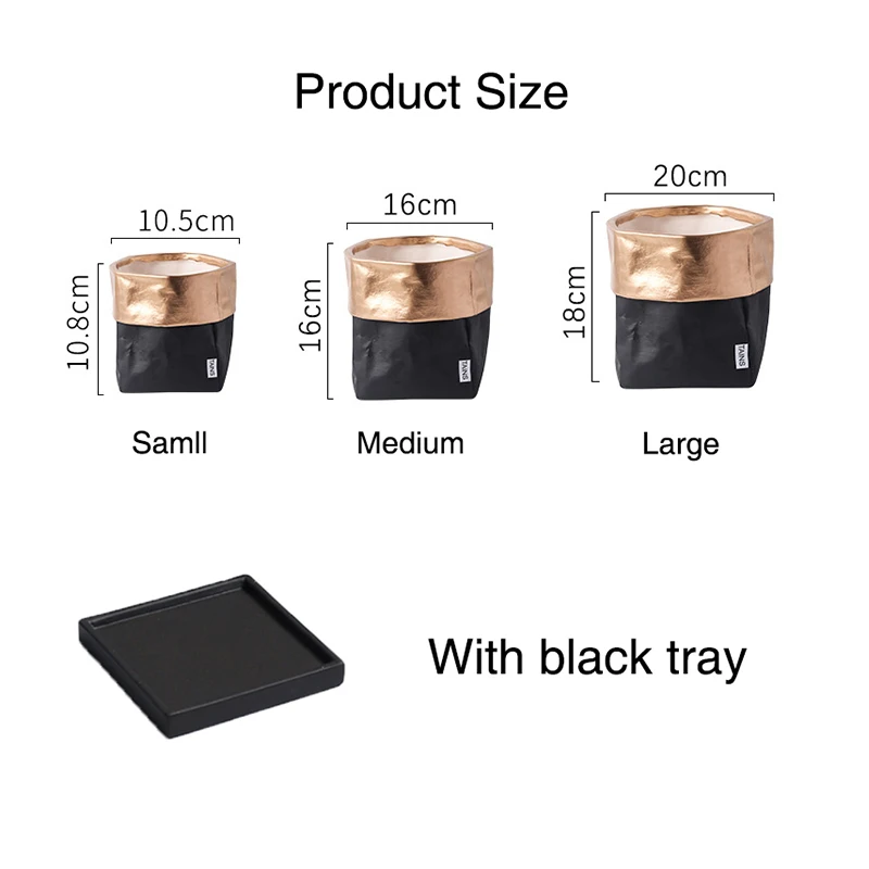 

Nordic Irregular Bag Shape Flower Pot Golden Ceramic Plant Pot Succulent Planter With Tray Cachepot For Garden Decoration