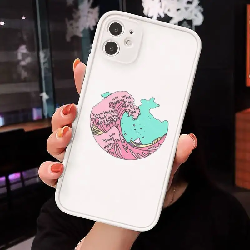 

Japan style The Big Wave of kanagawa Phone Cases Matte Transparent for iPhone 7 8 11 12 s mini pro X XS XR MAX Plus cover funda