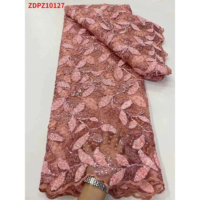 

Noble Ankara Coil rope embroidery Lace Fabrics Popular Handmade Tulle ​Cloth For woman Party Dress ZDPZ10127 E