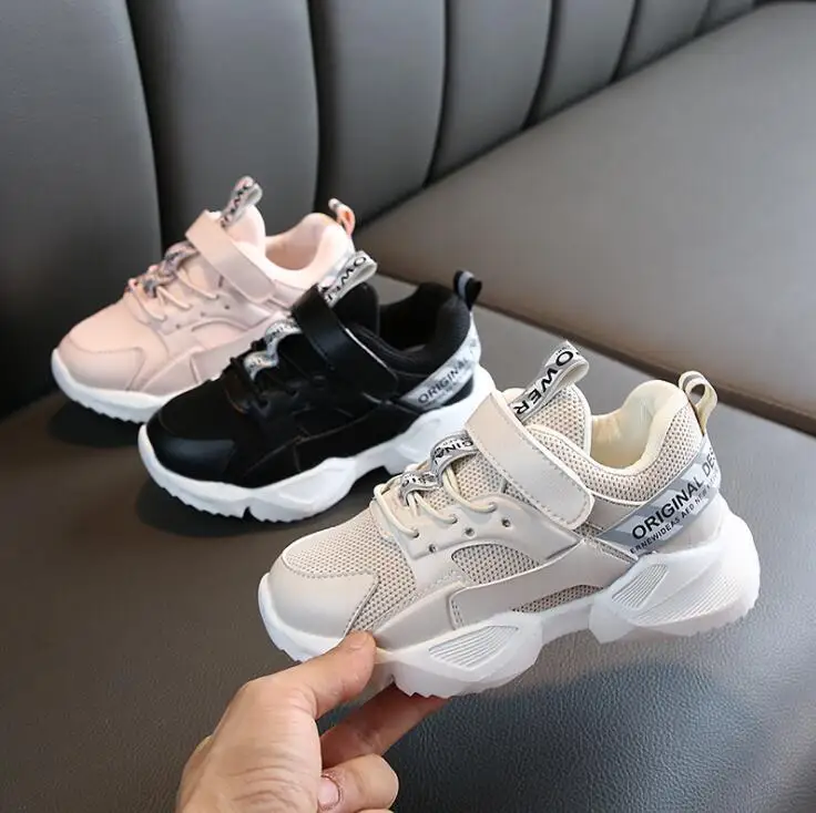 

KIDS 2020 Spring Children Black Casual Shoes Baby Girls Fashion Sport Sneaker Toddler Boy White Mesh Trainer Running Shoes