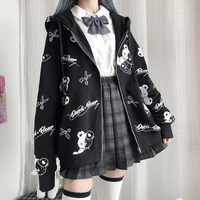 gothic coat sweatshirt women 2021 fashion autumn clothes goth preppy kawaii hoodies long sleeve zip up hoodie japanese cute tops