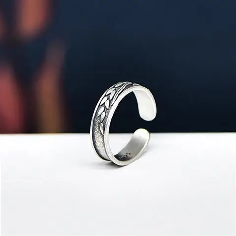 

Silver Ring Women's Sterling Silver Retro Simple Hand Jewelry Wheat Couple Couple Rings Solid Open Personalized Index Finger Rin