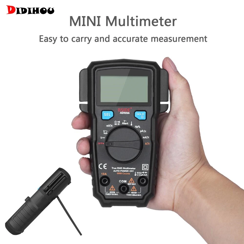 Мини цифровой мультиметр BSIDE ADM66 62 Автоматический диапазон True DC/AC Напряжение Ток