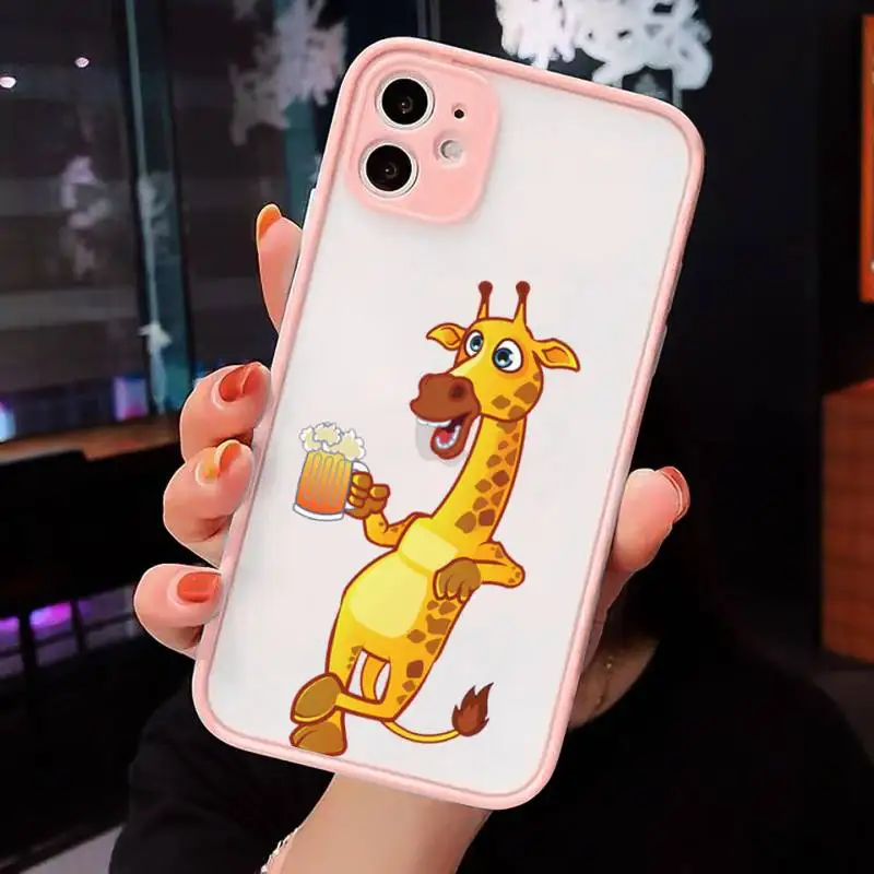 

Giraffe animal cute and funny Phone Case matte transparent For iphone 7 8 11 12 plus mini x xs xr pro max cover
