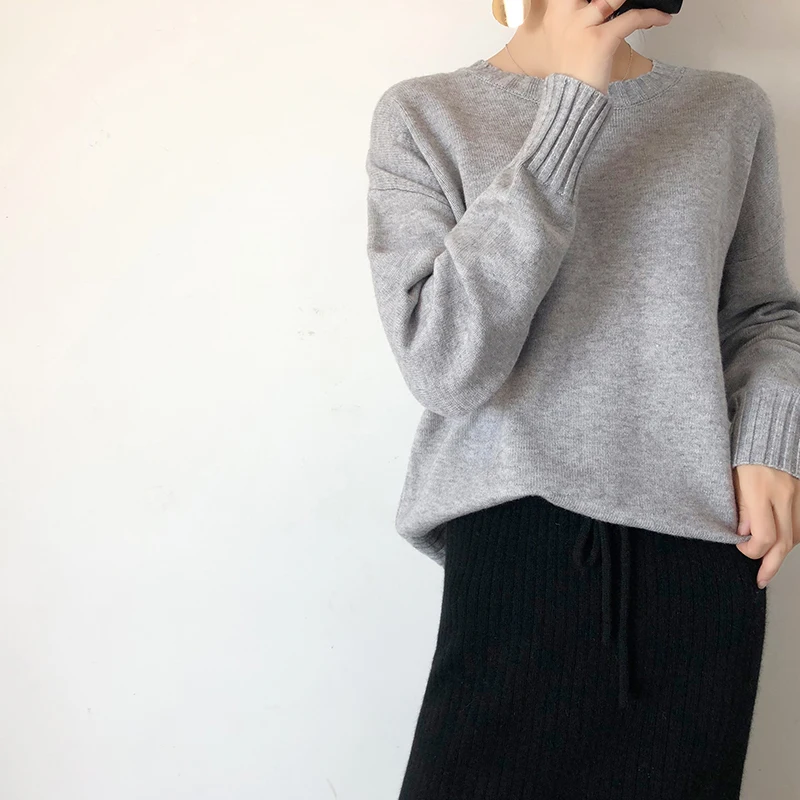 Новинка 2021 осенний и зимний свитер Женский пуловер с круглым вырезом вязаный