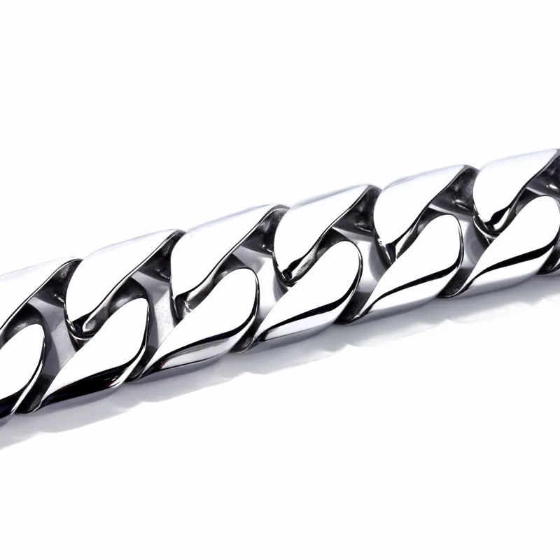 

220mm Fashion Jewelry Heavy Chunky Cuban Link Chain Bracelet 22cm Stainless Steel High Polished Shiny Bracelet For Men Accessory