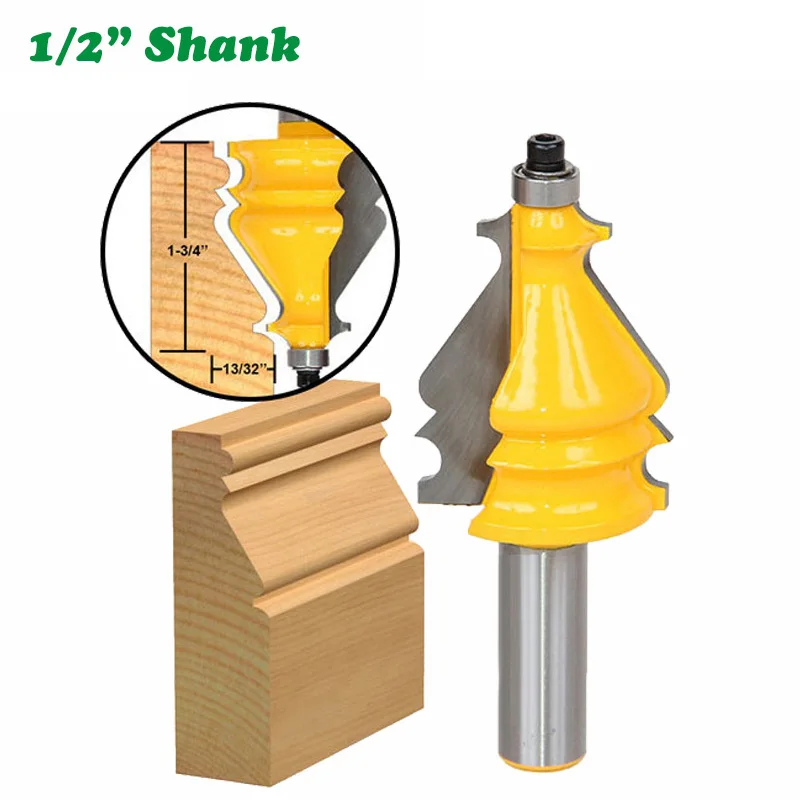 

1PC 1/2" 12.7MM Shank Milling Cutter Wood Carving Line Architectural Molding Router Bit Woodworking Tenon Milling Cutter Wood