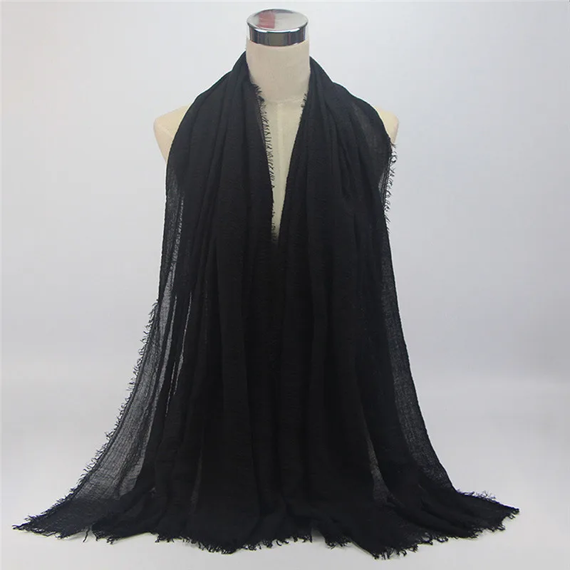 Wholesale Price 70*180cm Women Muslim Crinkle Hijab Scarf Femme Musulman Soft Cotton Headscarf islamic hijab Shawls and Wraps