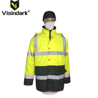 mens winter hi vis yellow safety jacket reflective waterproof jacket security guard uniform reflective workwear windproof