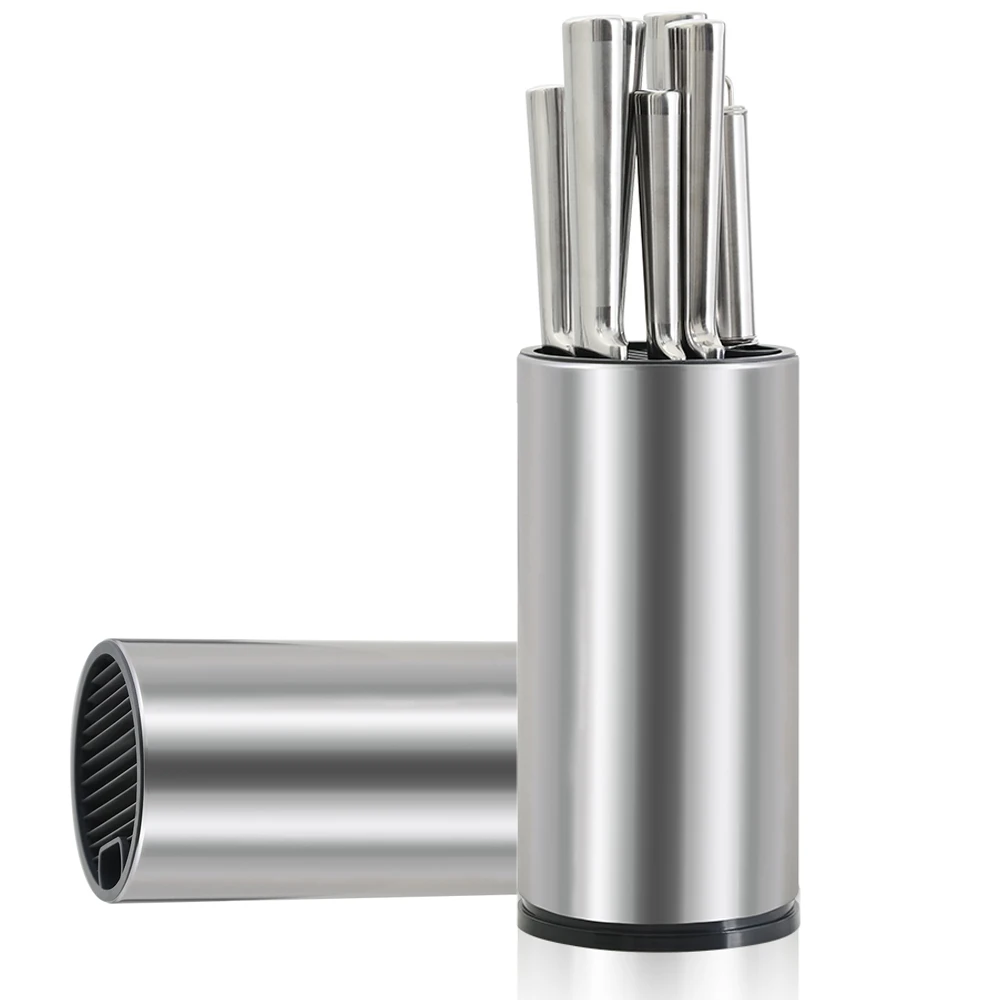 

Stainless Steel Kitchen Cutlery Knife Stand Block Tool Holde 8 inch Knife Holder Tube Shelf Chromophous