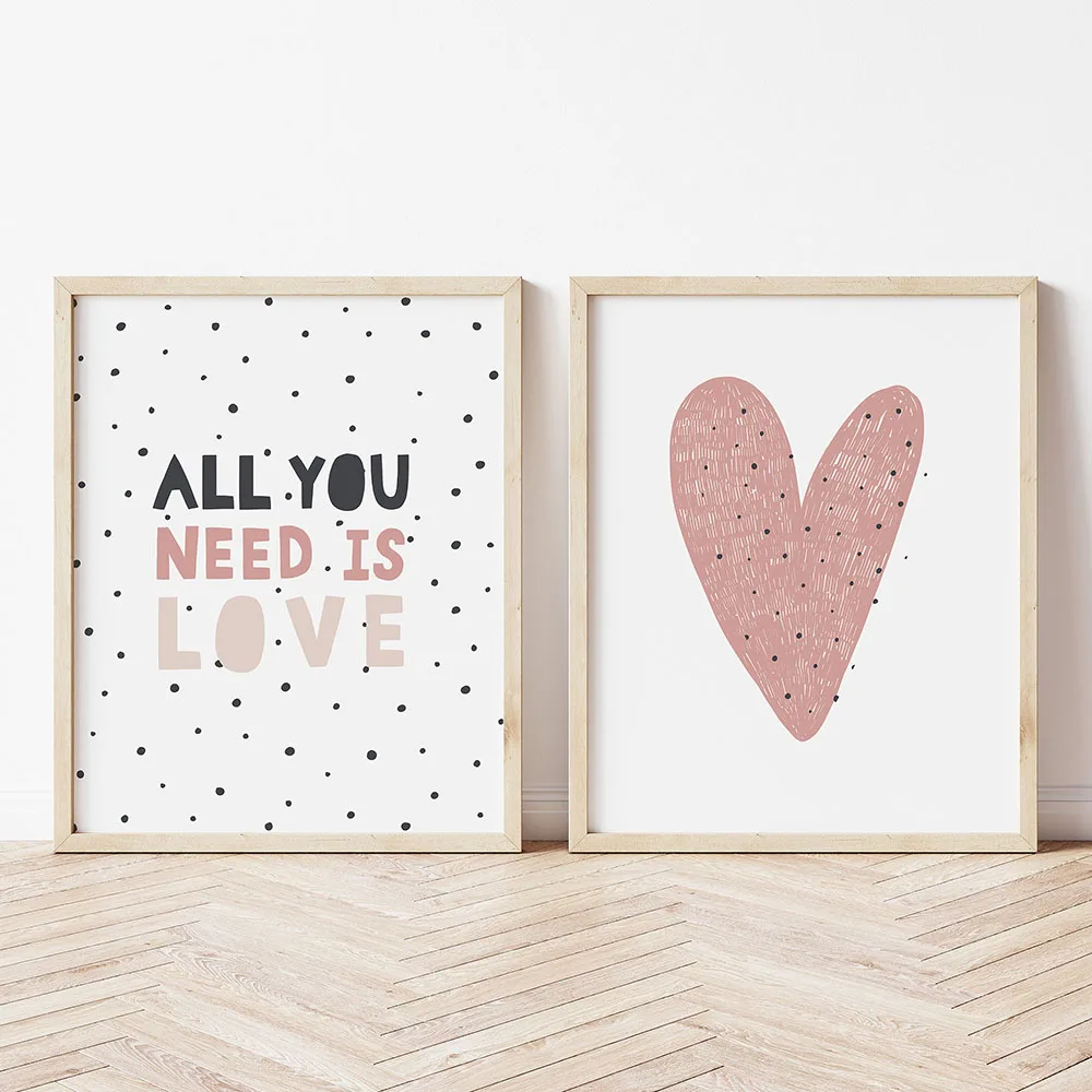 

Creative Heart Cartoon Canvas Painting Wall Art Nordic Posters and Prints Wall Pictures for Living Room Decoration Frameless