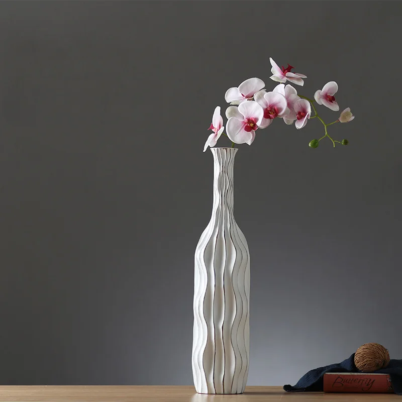 

Twisted Wavy Lines Texture Carved Resin Vase Modern Tabletop Flower Wedding Decor Furnishing Articles Design Vase Home Decor