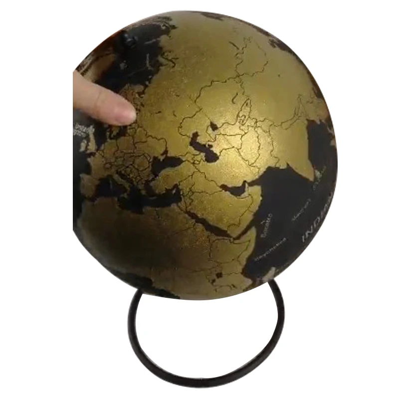 Small Silver Cork Wood Tellurion Silver Globes Marble Maps Home Office Decoration World Map Inflatable Training Geography Map images - 6