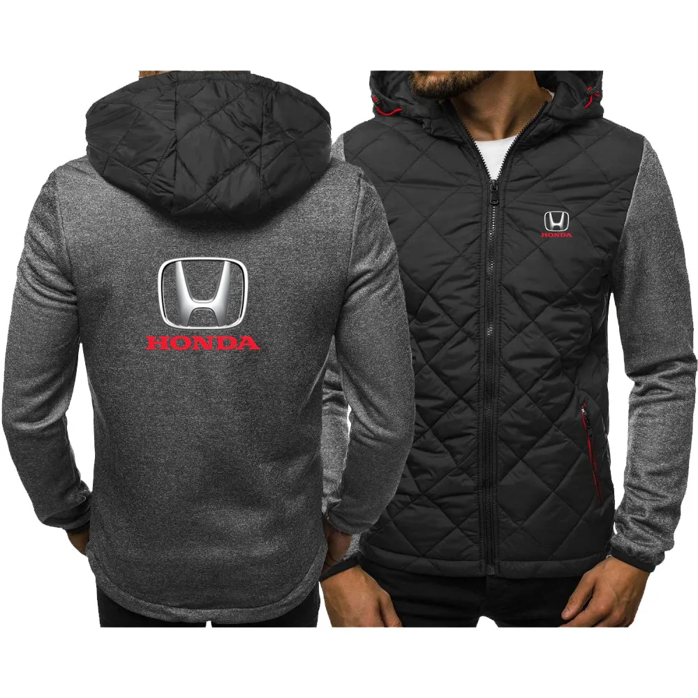 

2021 new stitching rhombus hoodie sweatshirt men HONDA car logo sports comfortable casual hoodie printing winter hoodie
