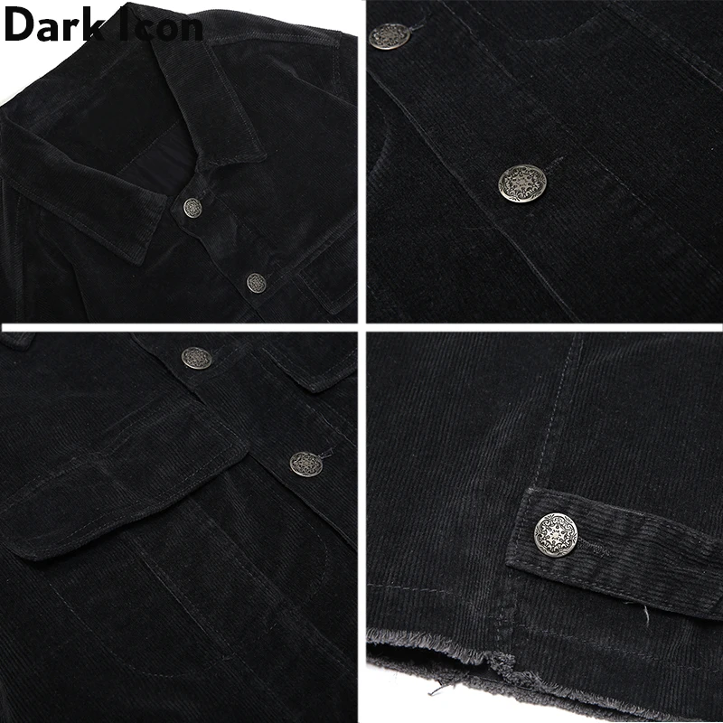 Темный значок Вельветовая куртка мужская с отложным воротником простая 2019