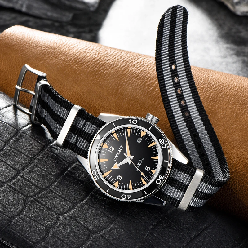 Мужские спортивные водонепроницаемые механические часы с нейлоновым ремешком и