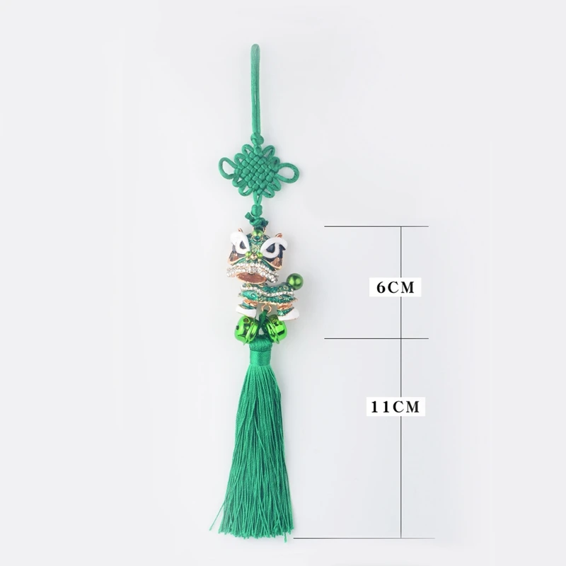 

1Pcs Tassel DIY Embroidery Lion Dance Chinese knot Handmade Women Key Holder Cute Talisman Needlework Car Interior Pendant
