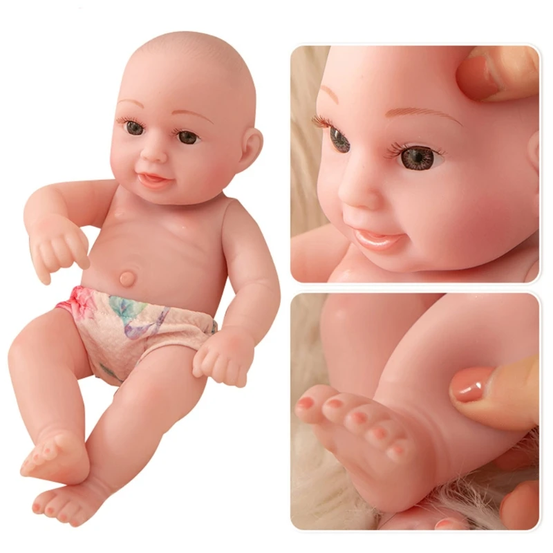 

25CM Silicone Realistic Doll Open Eyes Soft Vinyl Magnetic Mouth Baby Toy 40JC