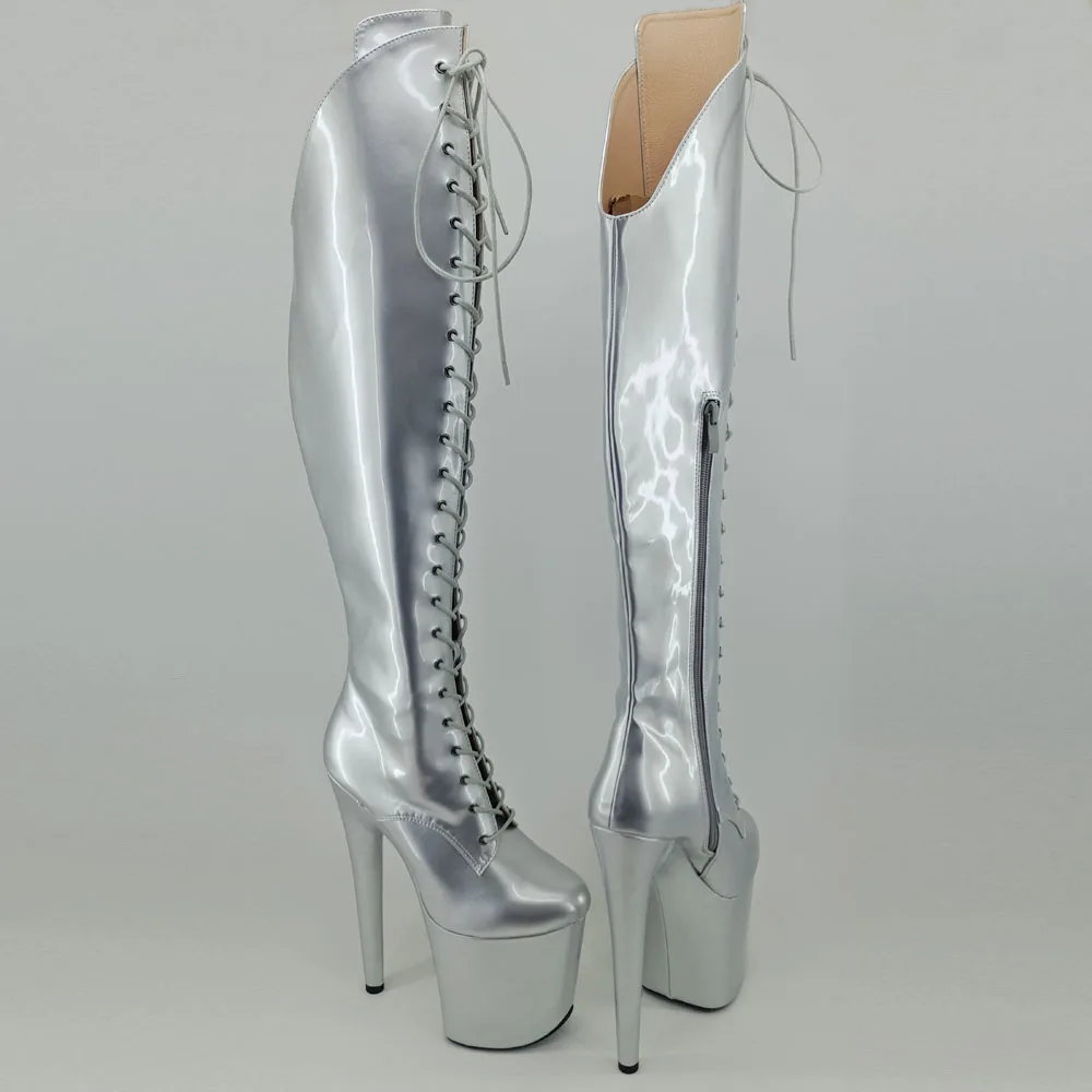 Босоножки Leecabe женские на платформе блестящие сандалии серебристого цвета