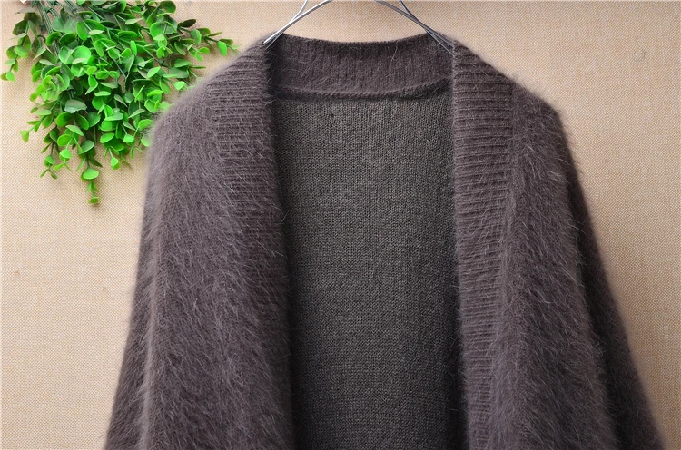 Женская модная зимняя вязаная одежда из меха норки и кашемира Свободный кардиган