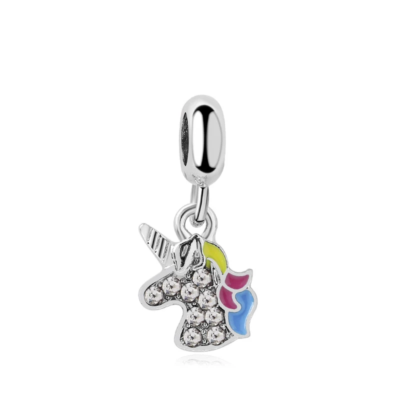2020 New fashion charms unicorn bead jewelry women bracelet &amp necklace Accessories fit pandora owl for gift | Украшения и