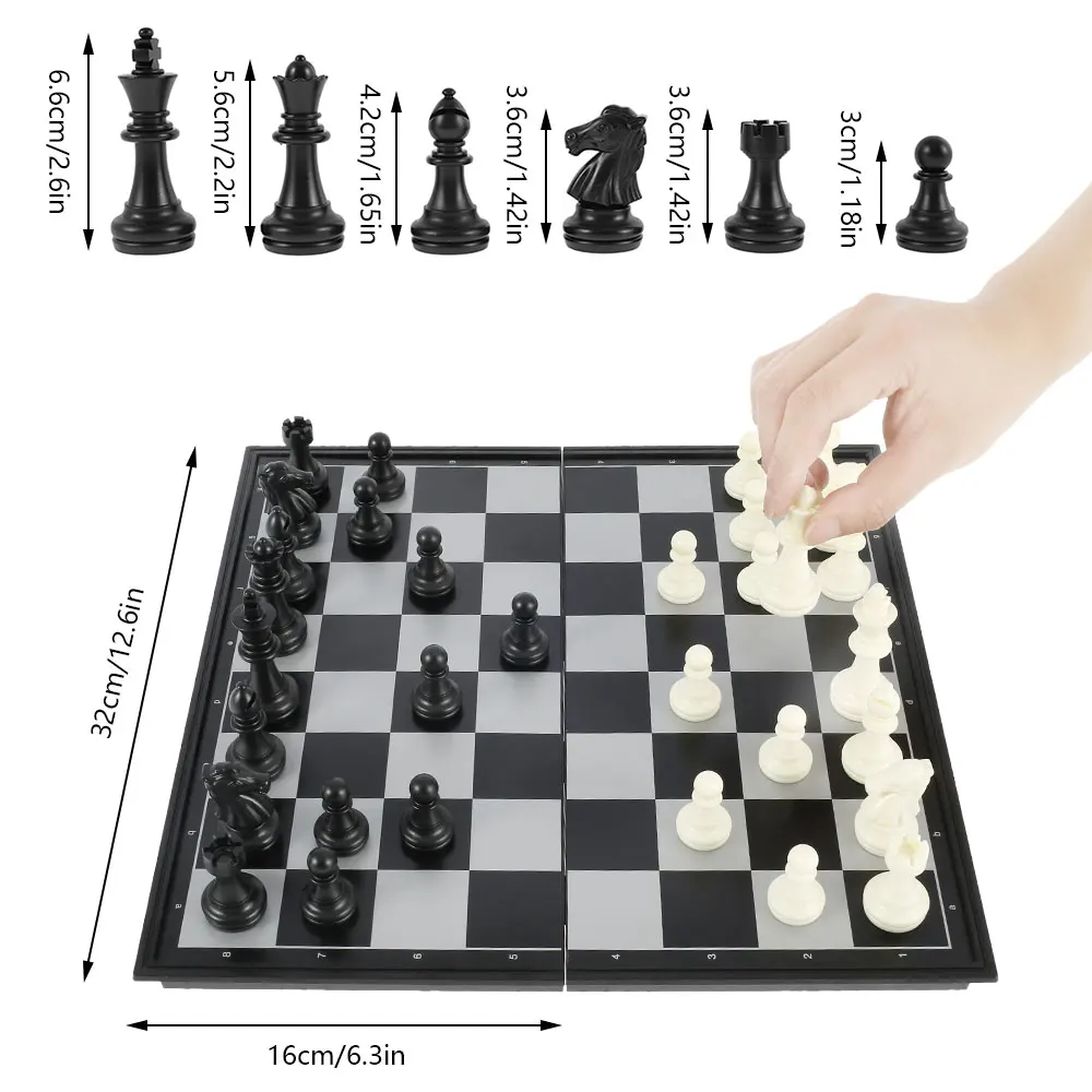 

Magnetic Chess Board Set Folding Magnetic Plastic Chessboard Board Game Parent-Child Educational Family Game Kid Gift 32*32 Cm