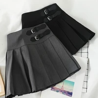 heliar women skirts grey pleated mini skirts preppy a line mini wide leg high waist harajuku skirts for women 2021 autumn
