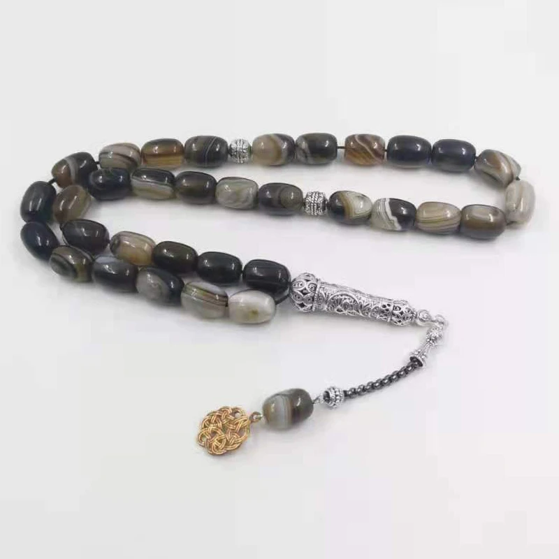 

Tasbih Natural Brown agates stone Big size misbaha Men prayer beads rosary Muslim 33 rosary bead islamic Eid gift