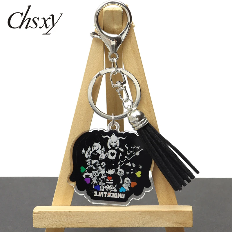 

Acrylic Tassel Undertale Sans Keychains Game Figures Print Pattern Key Chains Double-sided Handbag Keyrings Trendy Jewelry Gifts