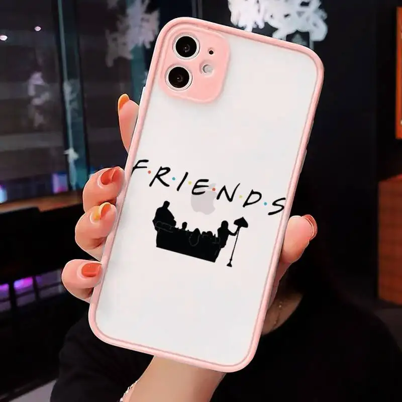 

Friends TV Show Door Phone Cases Matte transparent For Pink iPhone 12 Mini 11 Pro XR XS Max 7 8 Plus X Back Cover