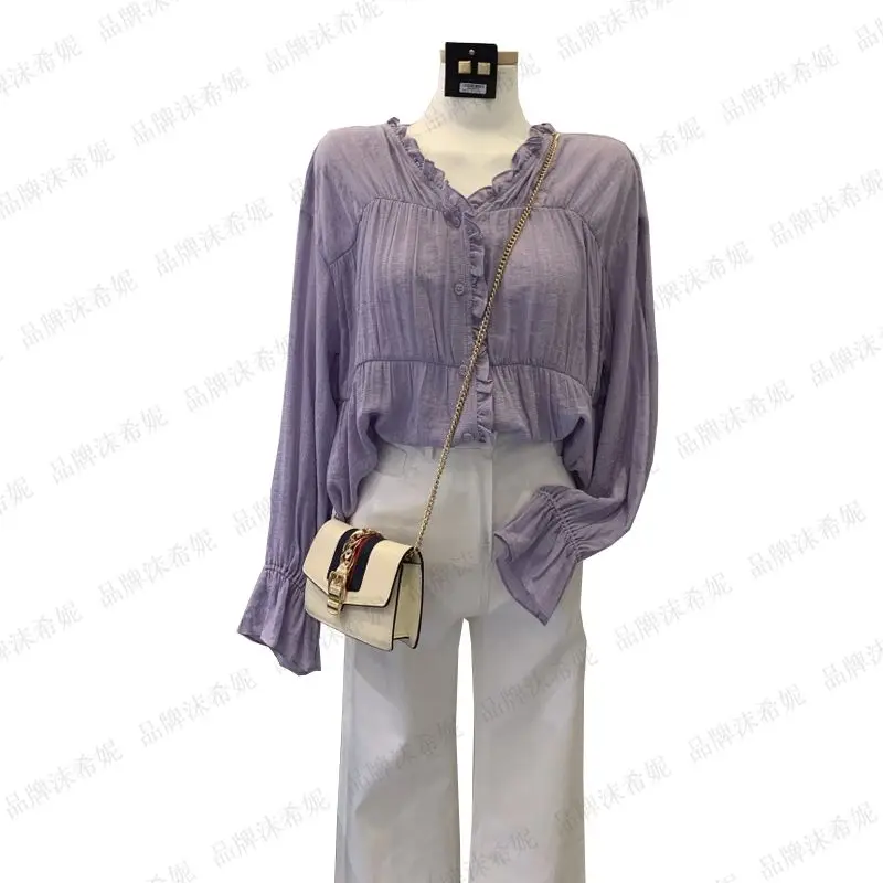 2020 весна лето осень Новая женская модная повседневная шифоновая рубашка блузка с