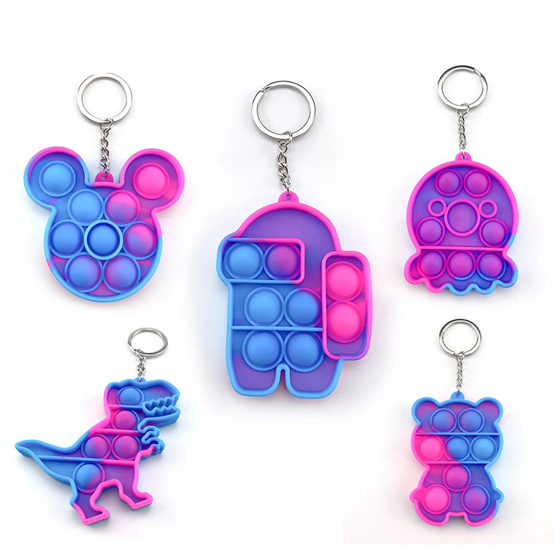 

Mini Anime Push Keychain Children Adult Sensory Toy Among Us Key Ring Educational Toys Anti-stress Funny Stress Ball Trinkets