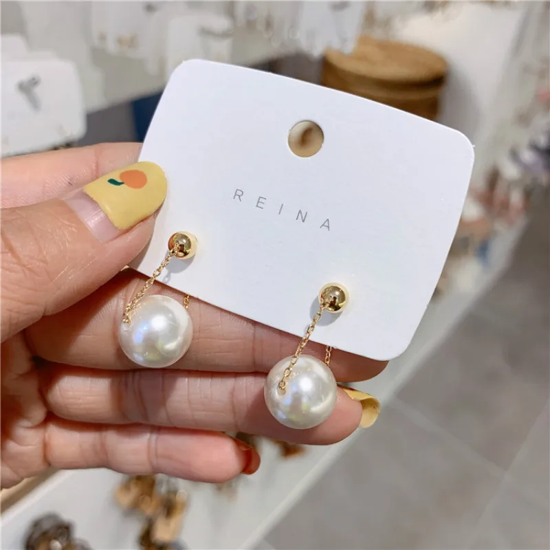 Классические имитация жемчуга круглые Женские Висячие серьги сладкий жемчуг