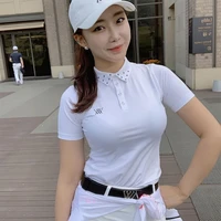 golf wear womens golf polo short sleeve and rivet decoration golf shirts for women uv protection