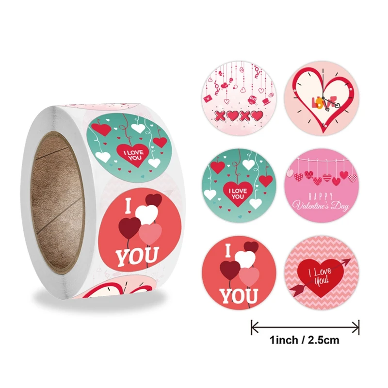 

New Happy Valentine's Day Sticker I LOVE YOU With Heart Thank You Sealing Labels Birthday Party Handmade Box Tag Favors Decor