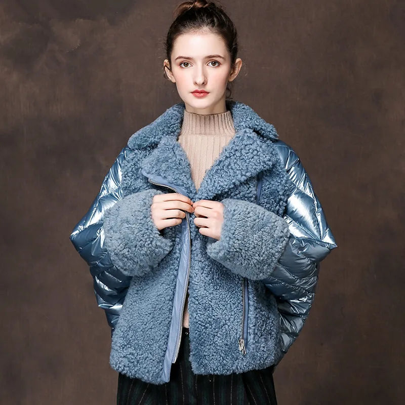 AYUNSUE/Женская куртка пуховик из овечьей шерсти пальто с мехом коллекция 2019 года
