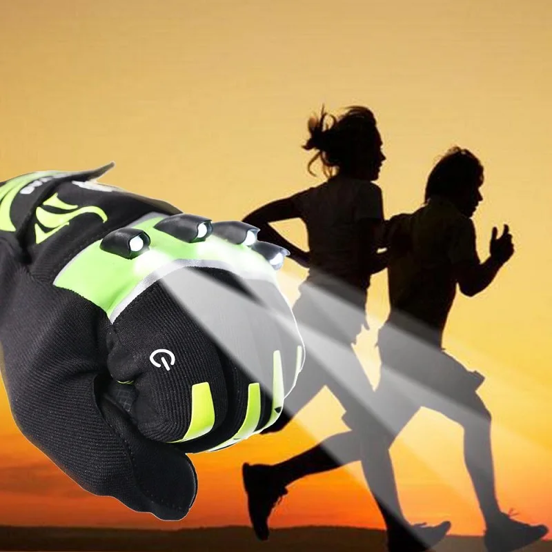 День Волк волшебные перчатки с открытыми пальцами светодиодный для рыбалки