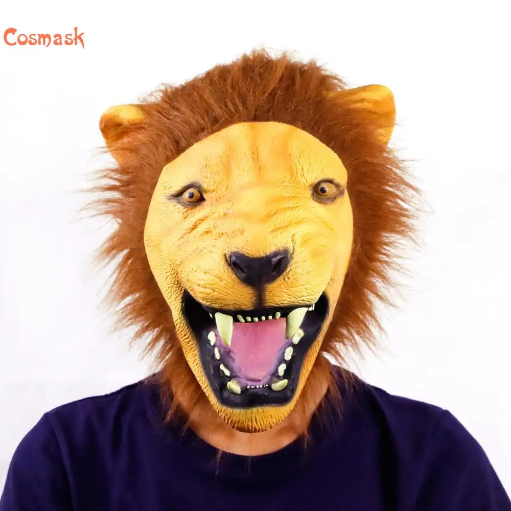 Маскарадная маска для лица на день рождения косплей Хэллоуин взрослых Angry Lion Head